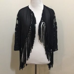 River Island Black Lace Fringe Bolero 